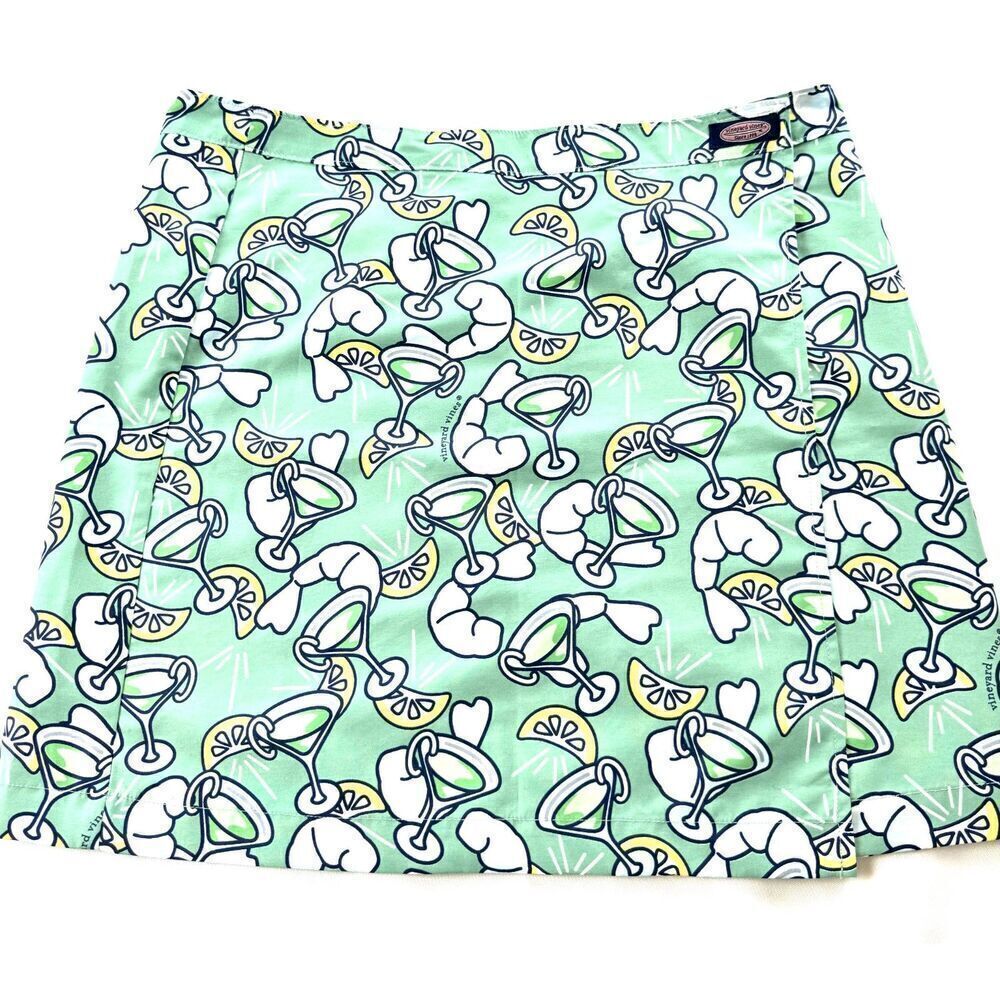 Vineyard Vines Mint Green Shrimp & Lemon Cocktail Mini Skirt